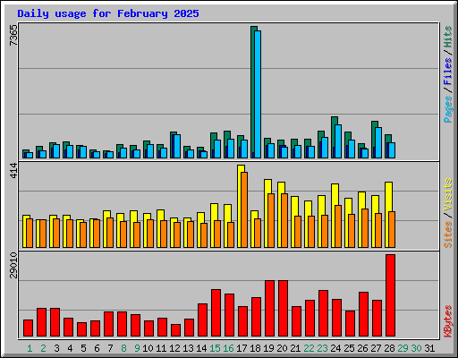 Daily usage for February 2025